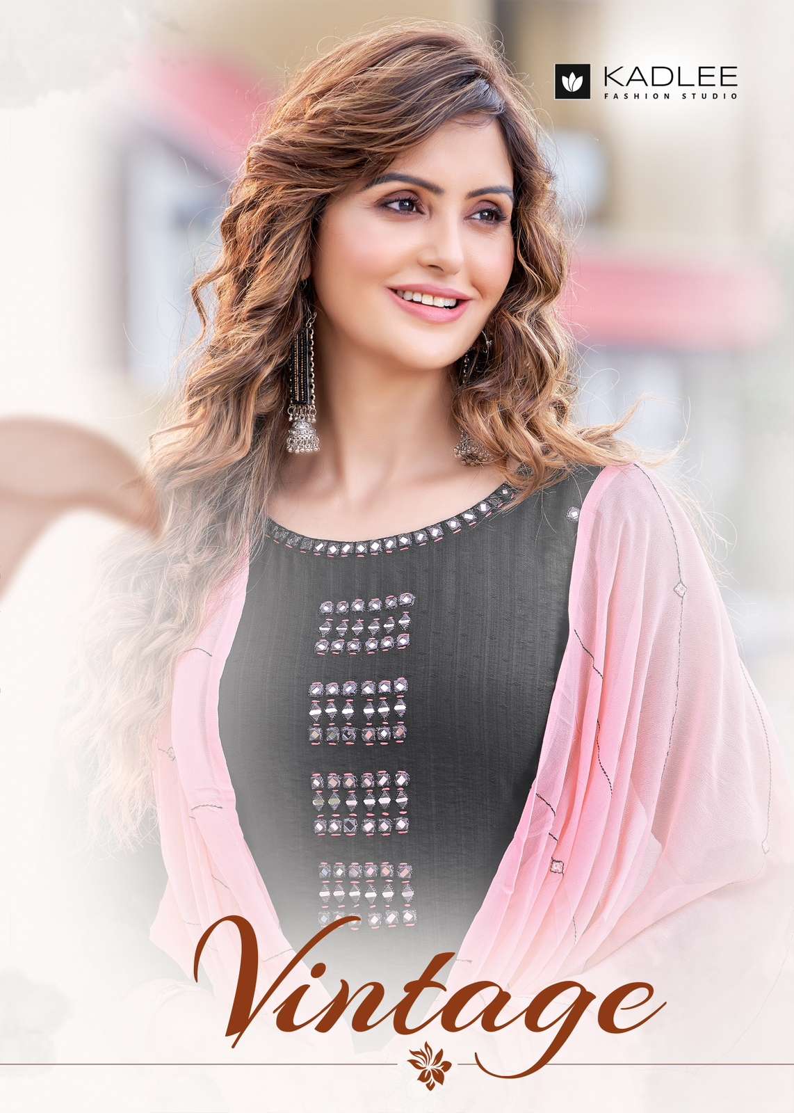 KADLEE-VINTAGE-KURTI WITH PENT AND DUPATTA POSTER